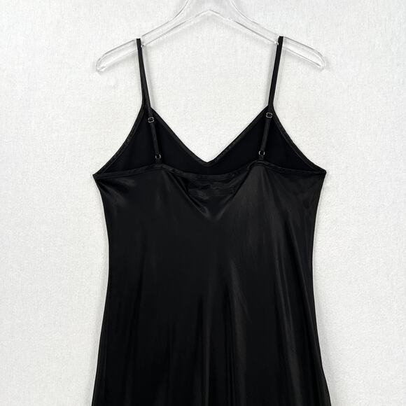 ENZA COSTA Satin Bias Slip Dress Womens XL Black Maxi V-neck Spaghetti Strap - Picture 5 of 16